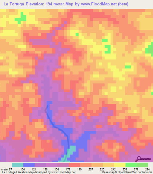 La Tortuga,Nicaragua Elevation Map