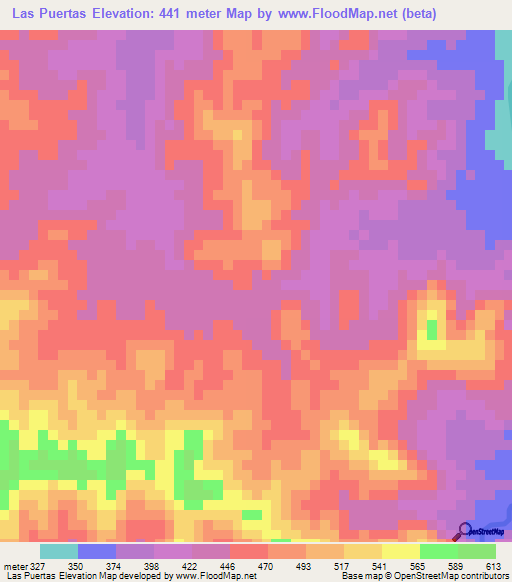Las Puertas,Nicaragua Elevation Map