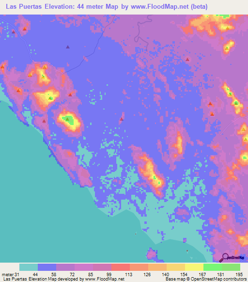 Las Puertas,Nicaragua Elevation Map