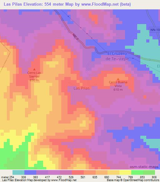 Las Pilas,Nicaragua Elevation Map