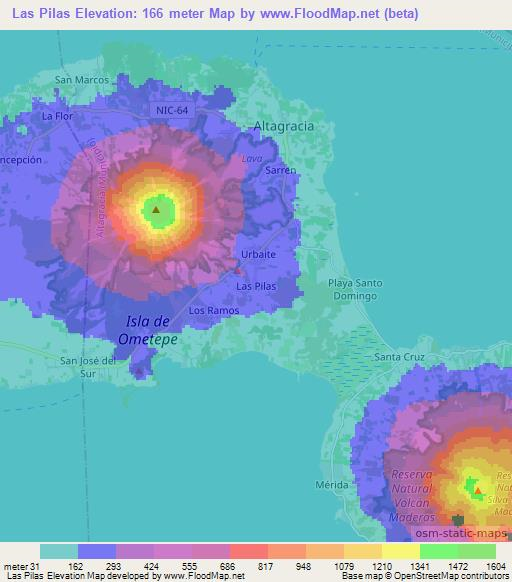 Las Pilas,Nicaragua Elevation Map