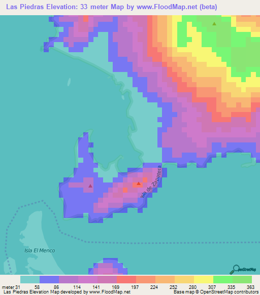 Las Piedras,Nicaragua Elevation Map
