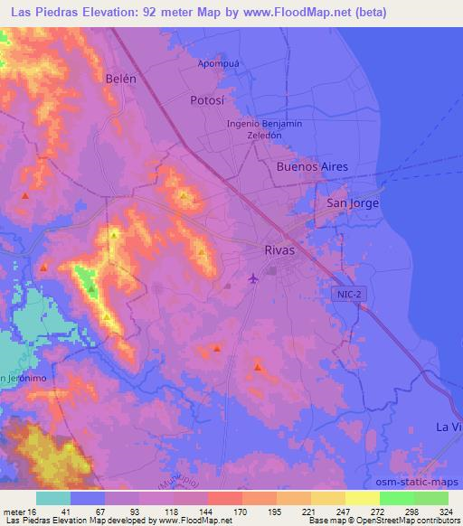 Las Piedras,Nicaragua Elevation Map