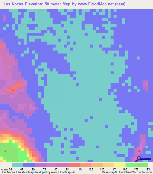Las Nocas,Nicaragua Elevation Map