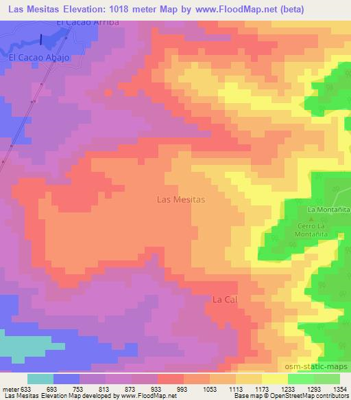 Las Mesitas,Nicaragua Elevation Map