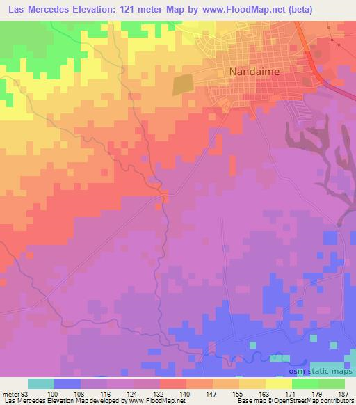Las Mercedes,Nicaragua Elevation Map