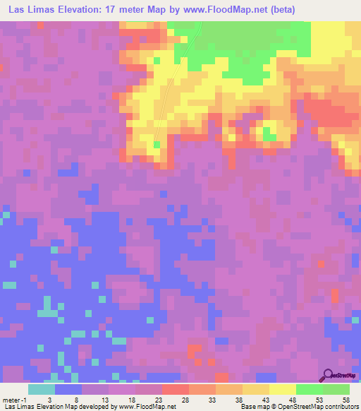 Las Limas,Nicaragua Elevation Map