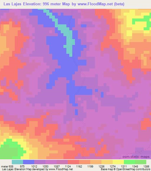 Las Lajas,Nicaragua Elevation Map