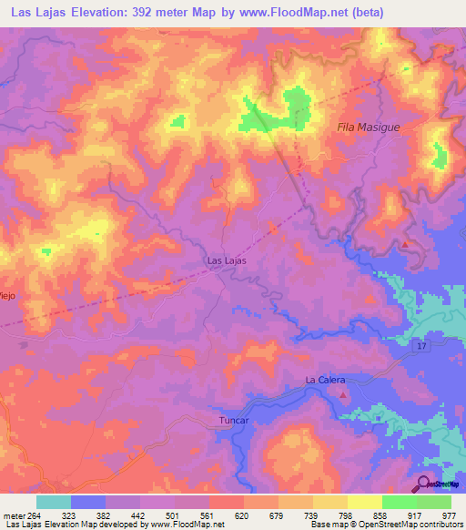 Las Lajas,Nicaragua Elevation Map