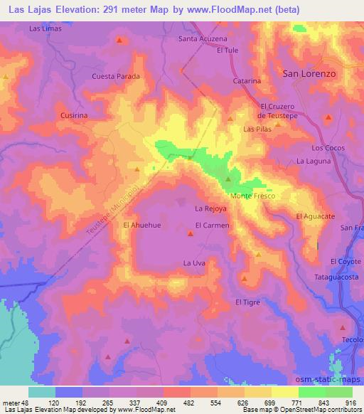 Las Lajas,Nicaragua Elevation Map
