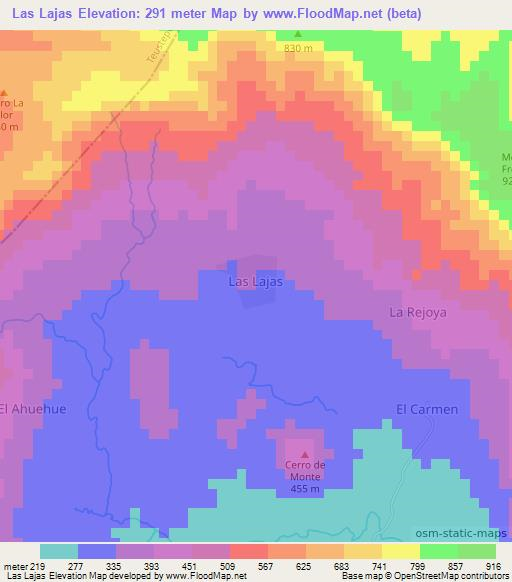 Las Lajas,Nicaragua Elevation Map