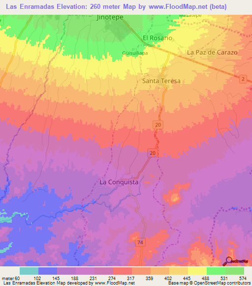 Las Enramadas,Nicaragua Elevation Map