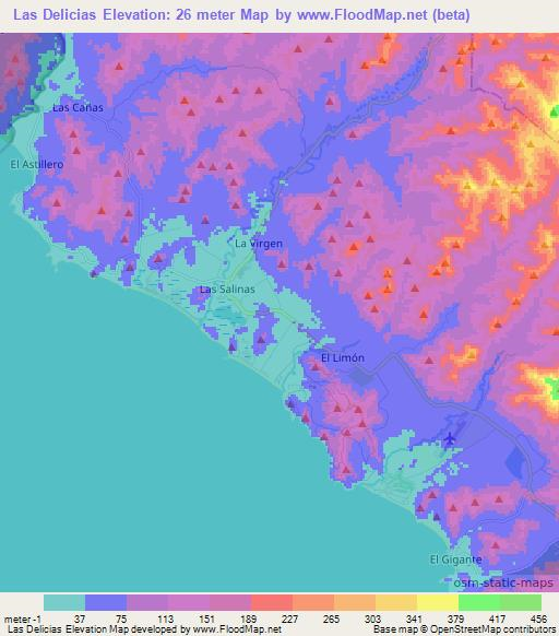 Las Delicias,Nicaragua Elevation Map