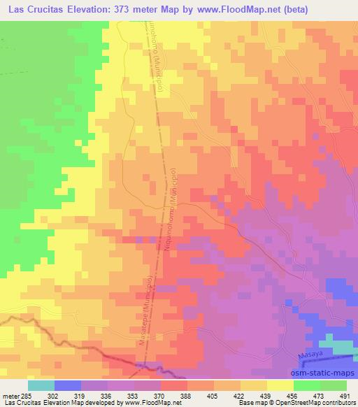 Las Crucitas,Nicaragua Elevation Map