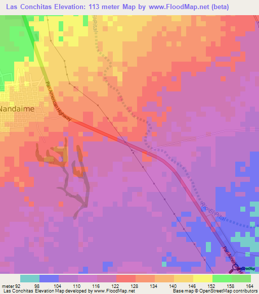 Las Conchitas,Nicaragua Elevation Map