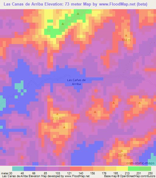 Las Canas de Arriba,Nicaragua Elevation Map