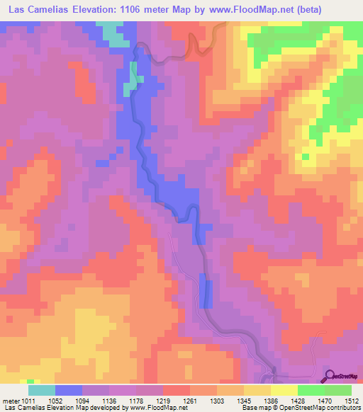Las Camelias,Nicaragua Elevation Map