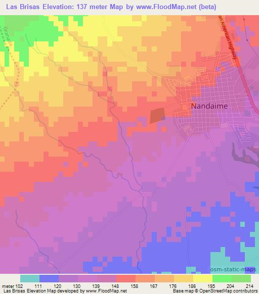 Las Brisas,Nicaragua Elevation Map