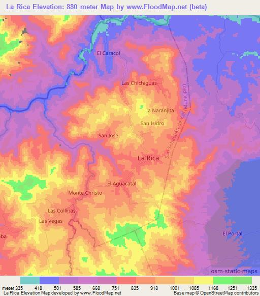 La Rica,Nicaragua Elevation Map