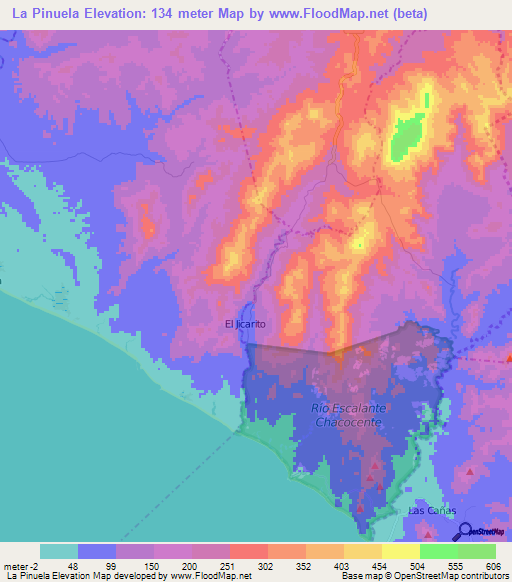 La Pinuela,Nicaragua Elevation Map