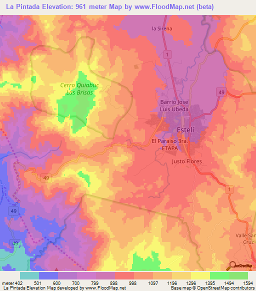La Pintada,Nicaragua Elevation Map