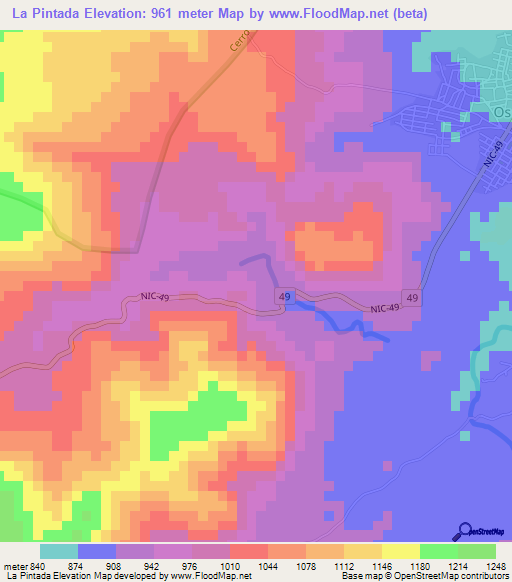 La Pintada,Nicaragua Elevation Map