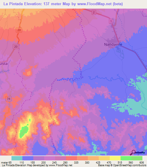 La Pintada,Nicaragua Elevation Map