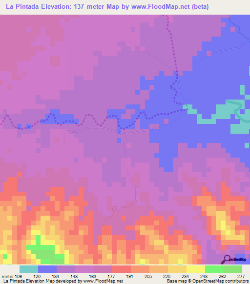 La Pintada,Nicaragua Elevation Map