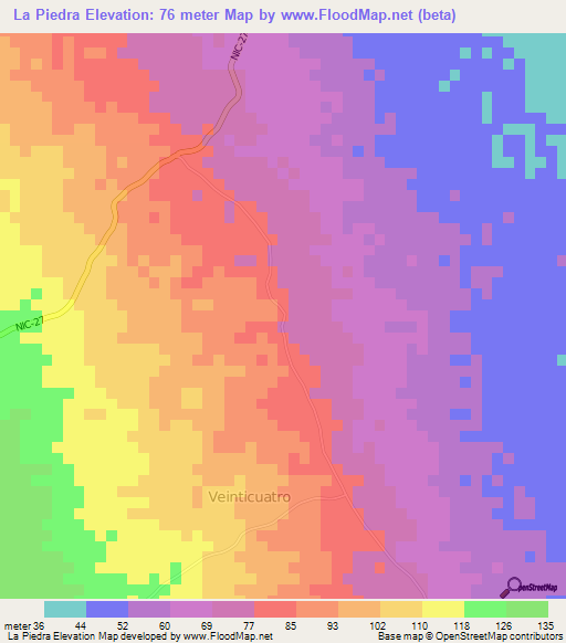 La Piedra,Nicaragua Elevation Map