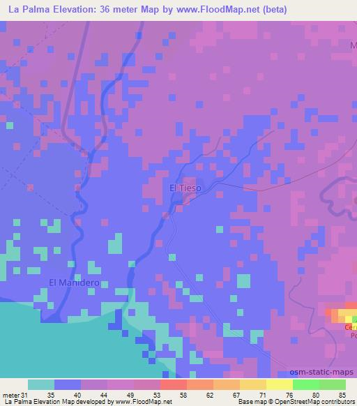 La Palma,Nicaragua Elevation Map
