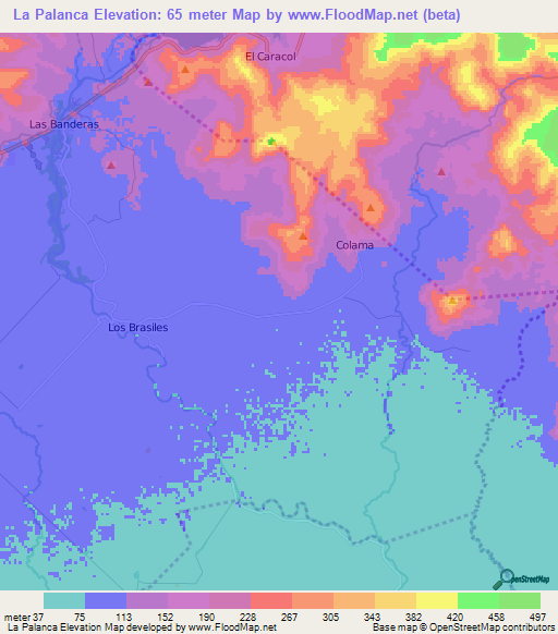 La Palanca,Nicaragua Elevation Map