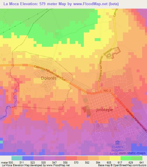 La Moca,Nicaragua Elevation Map