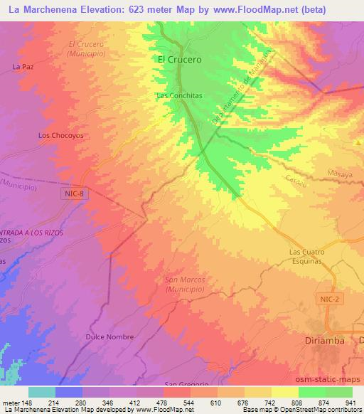 La Marchenena,Nicaragua Elevation Map