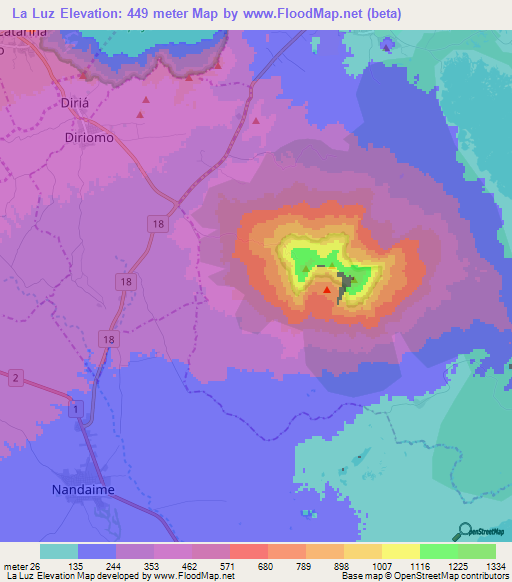 La Luz,Nicaragua Elevation Map