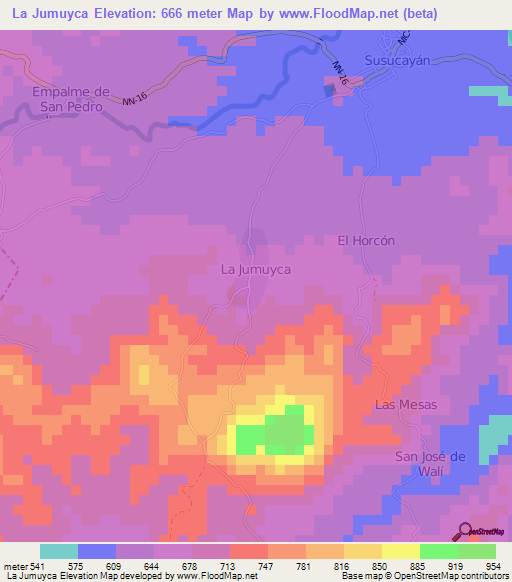 La Jumuyca,Nicaragua Elevation Map
