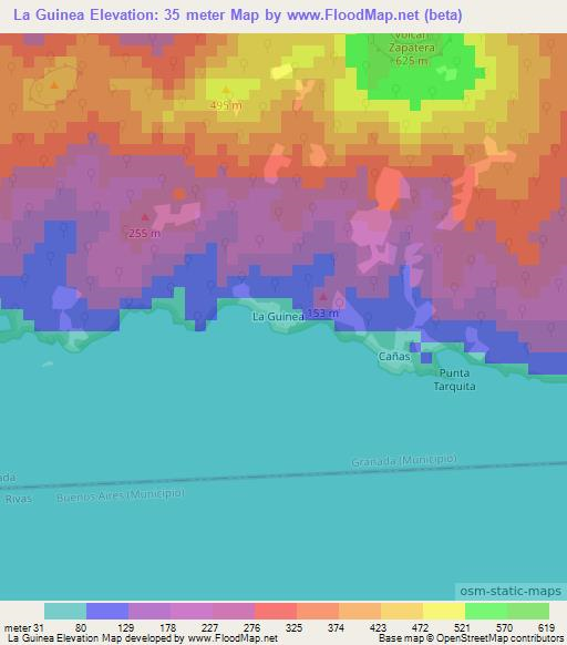 La Guinea,Nicaragua Elevation Map