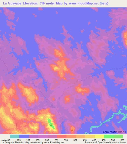 La Guayaba,Nicaragua Elevation Map