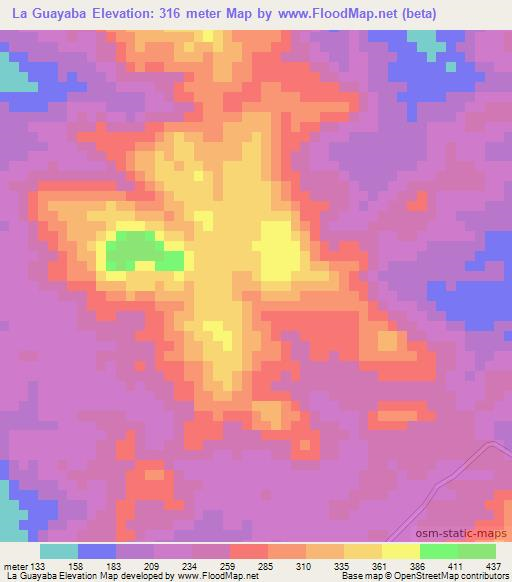 La Guayaba,Nicaragua Elevation Map