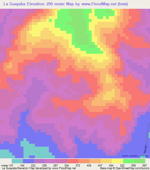La Guayaba,Nicaragua Elevation Map