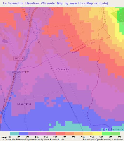 La Granadilla,Nicaragua Elevation Map