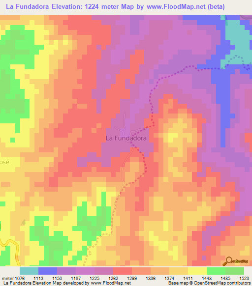 La Fundadora,Nicaragua Elevation Map