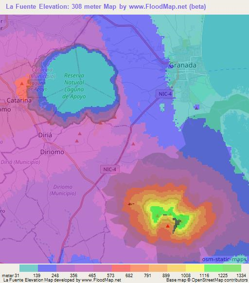 La Fuente,Nicaragua Elevation Map