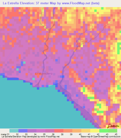 La Estrella,Nicaragua Elevation Map