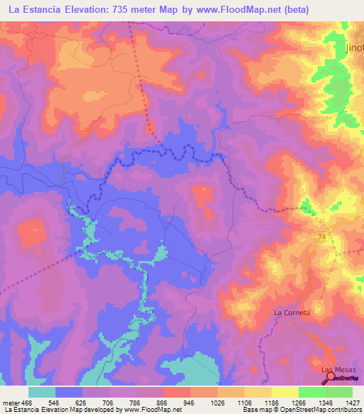 La Estancia,Nicaragua Elevation Map