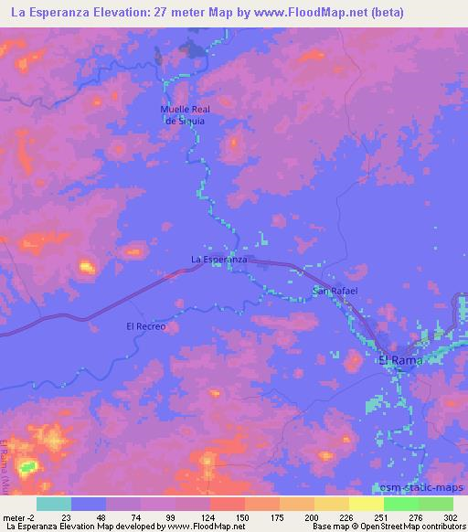 La Esperanza,Nicaragua Elevation Map