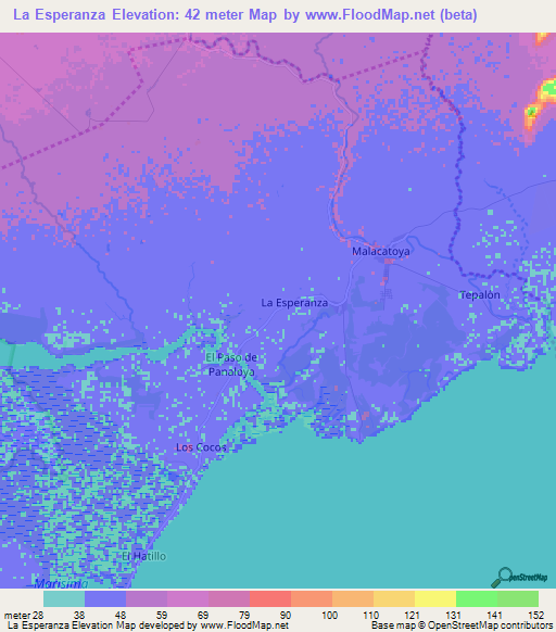 La Esperanza,Nicaragua Elevation Map
