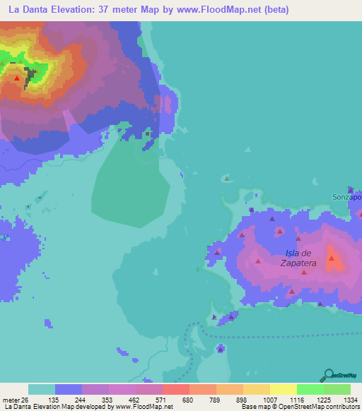 La Danta,Nicaragua Elevation Map
