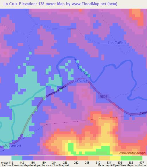 La Cruz,Nicaragua Elevation Map
