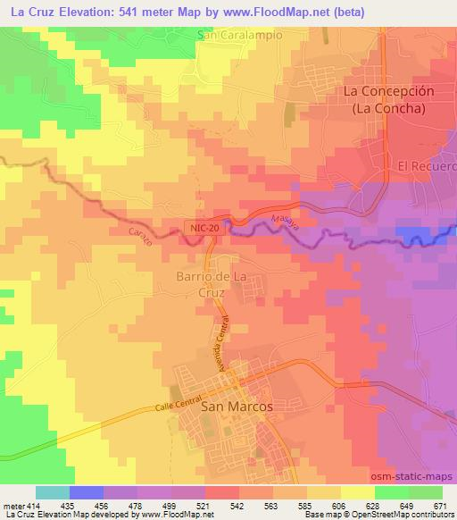 La Cruz,Nicaragua Elevation Map