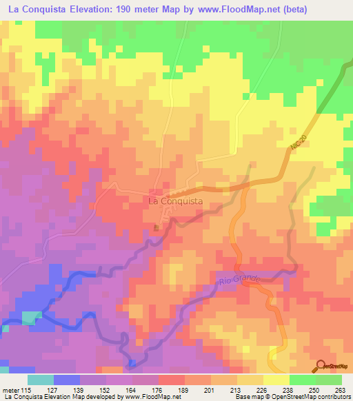 La Conquista,Nicaragua Elevation Map